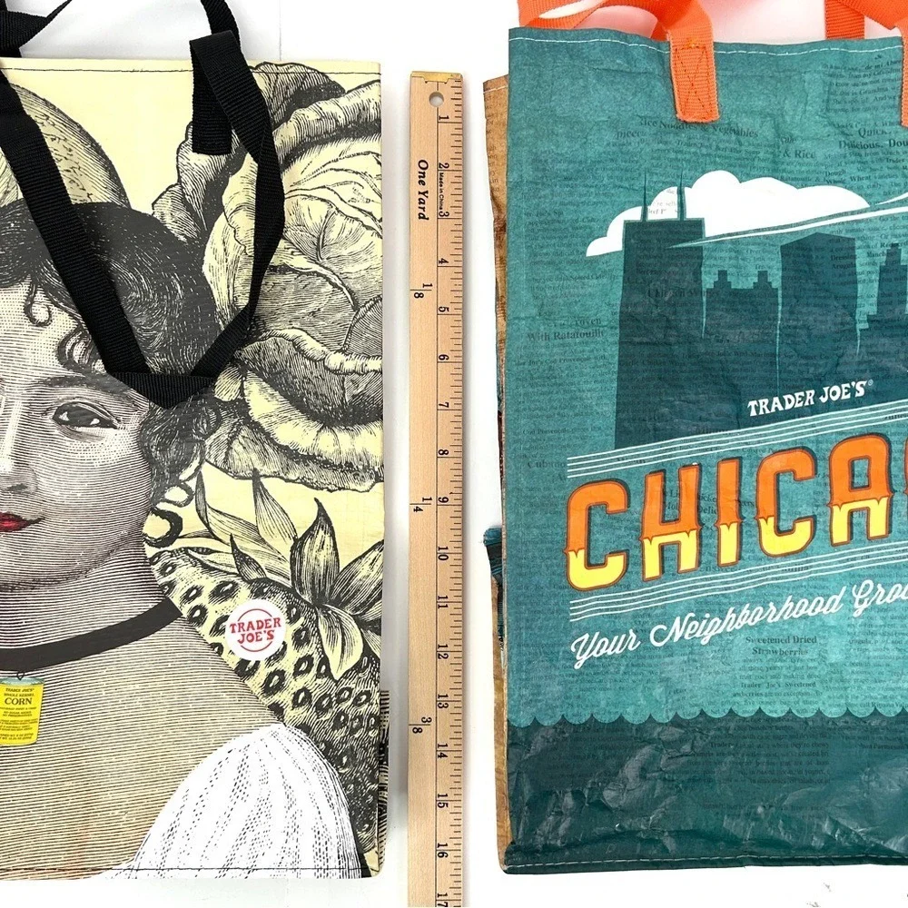 Trader Joe's Chicago Illinois and Tote Joni Jolene Limited Edition Shopping Bags